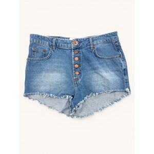 One Teaspoon Outlaws Denim Shorts Button Fly Raw Hem Low Rise Festival 26 Boho